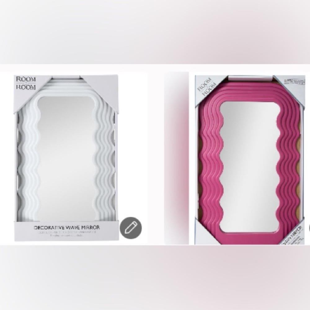 New Aesthetic Wave Pattern Frame Mirror  Decorative Wavy Mirror 10.23in X 16.5in